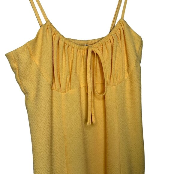 Gianni Bini Maya Ruched Tie Sweetheart Neck Midi Dress Size 2 Mustard Yellow - Picture 3 of 8